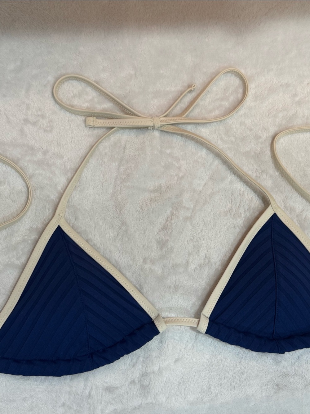 aerie Navy and Cream Triangle Bikini Top